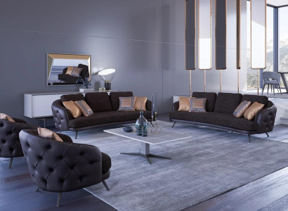 Complete Upholstered furniture Modern Chesterfield Living room Three Seater Sofas